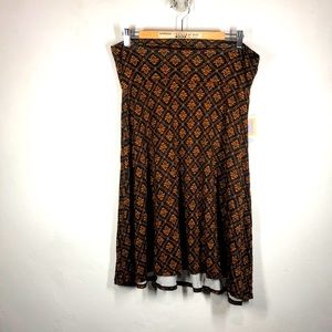 NWT LuLaRoe Azure black and orange skirt size large